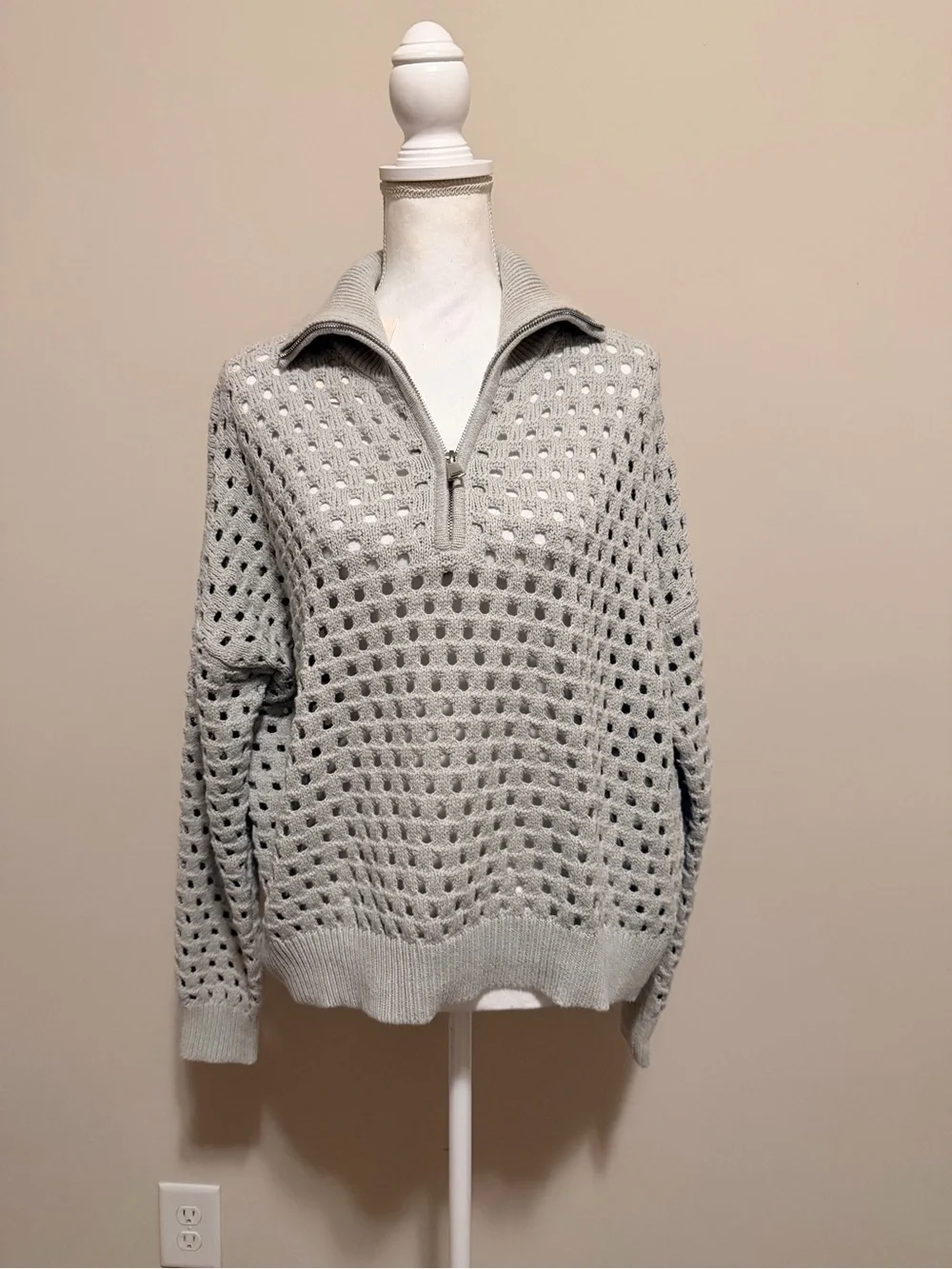 ELAN Arabella chunky half zip knit sweater woman's size medium relaxed fit NWT